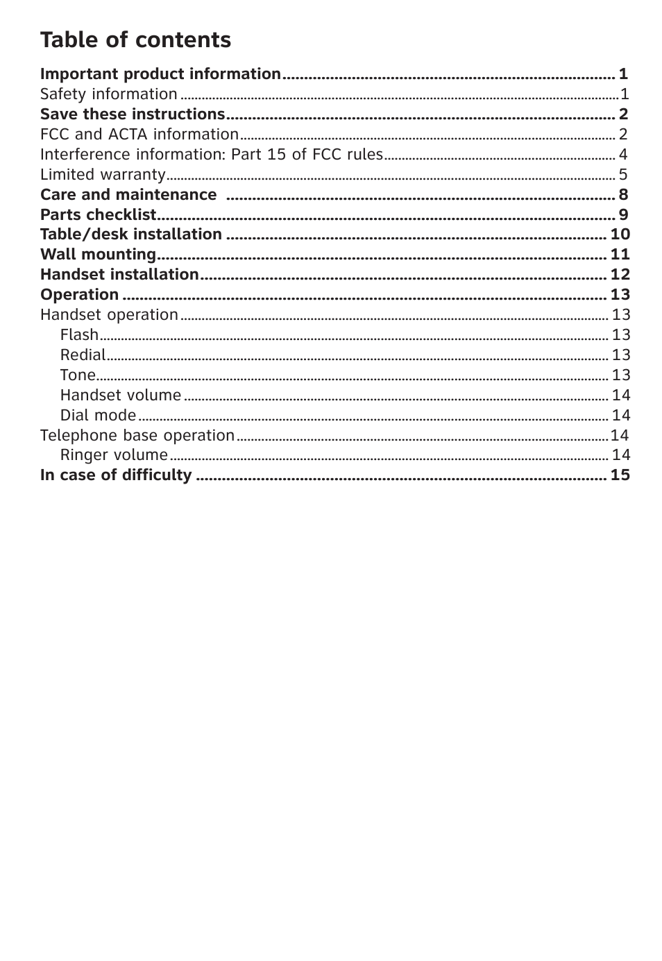 AT&T Trimline 205 User Manual | Page 2 / 18