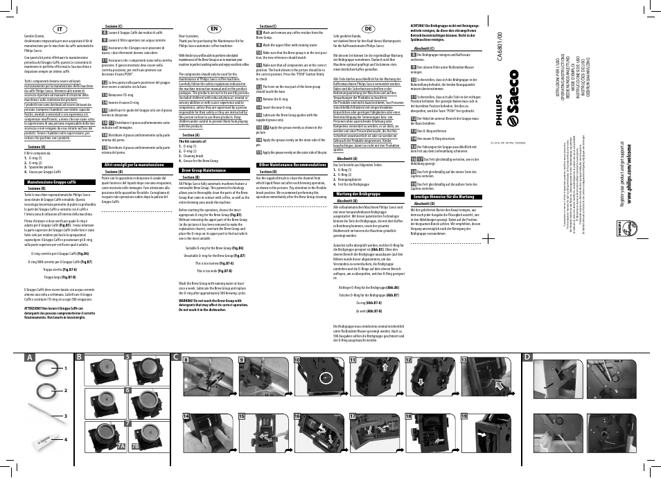 Philips Saeco Kit d'entretien User Manual | 2 pages