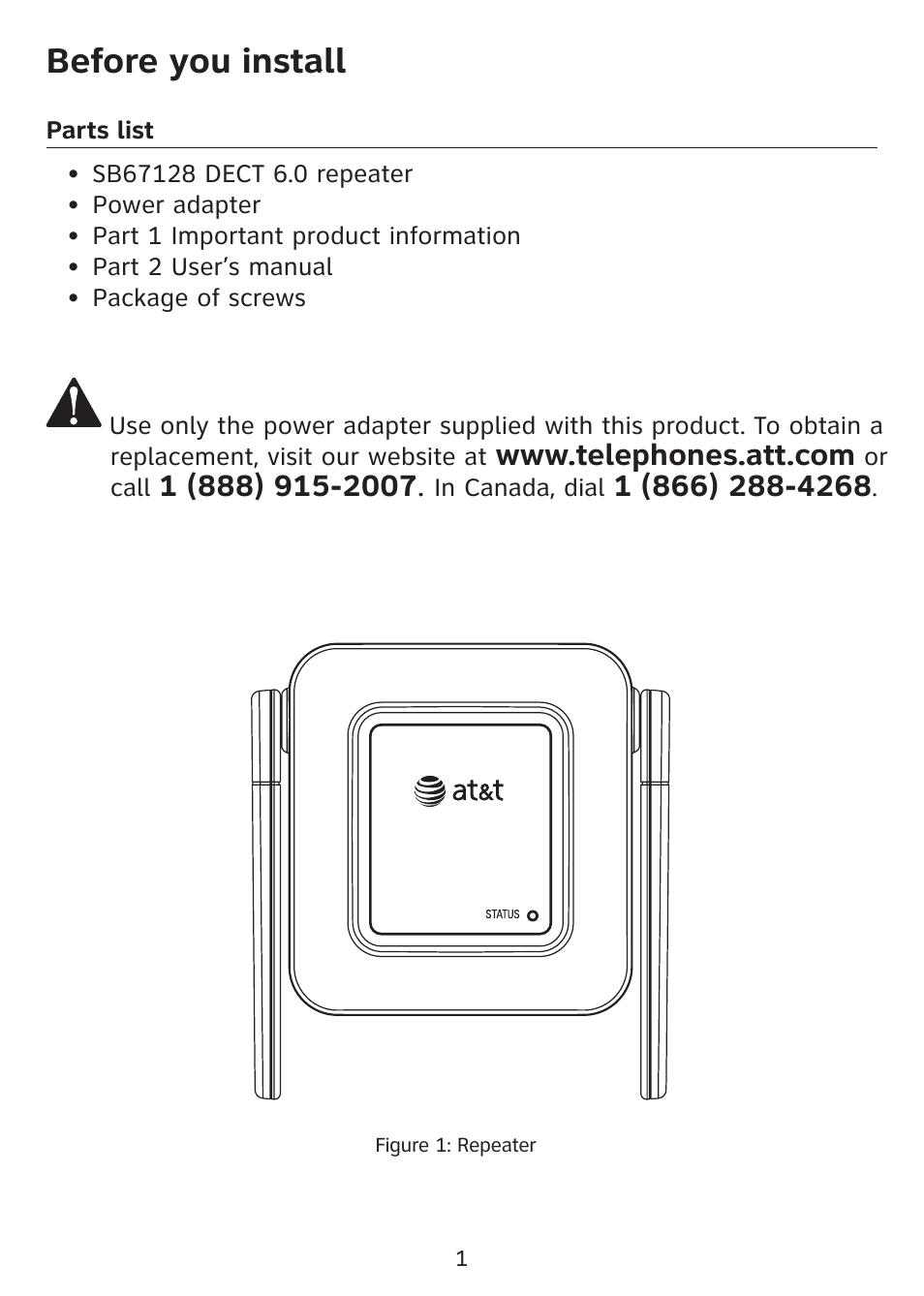 Before you install | AT&T DECT 6.0 SB67128 User Manual | Page 2 / 12