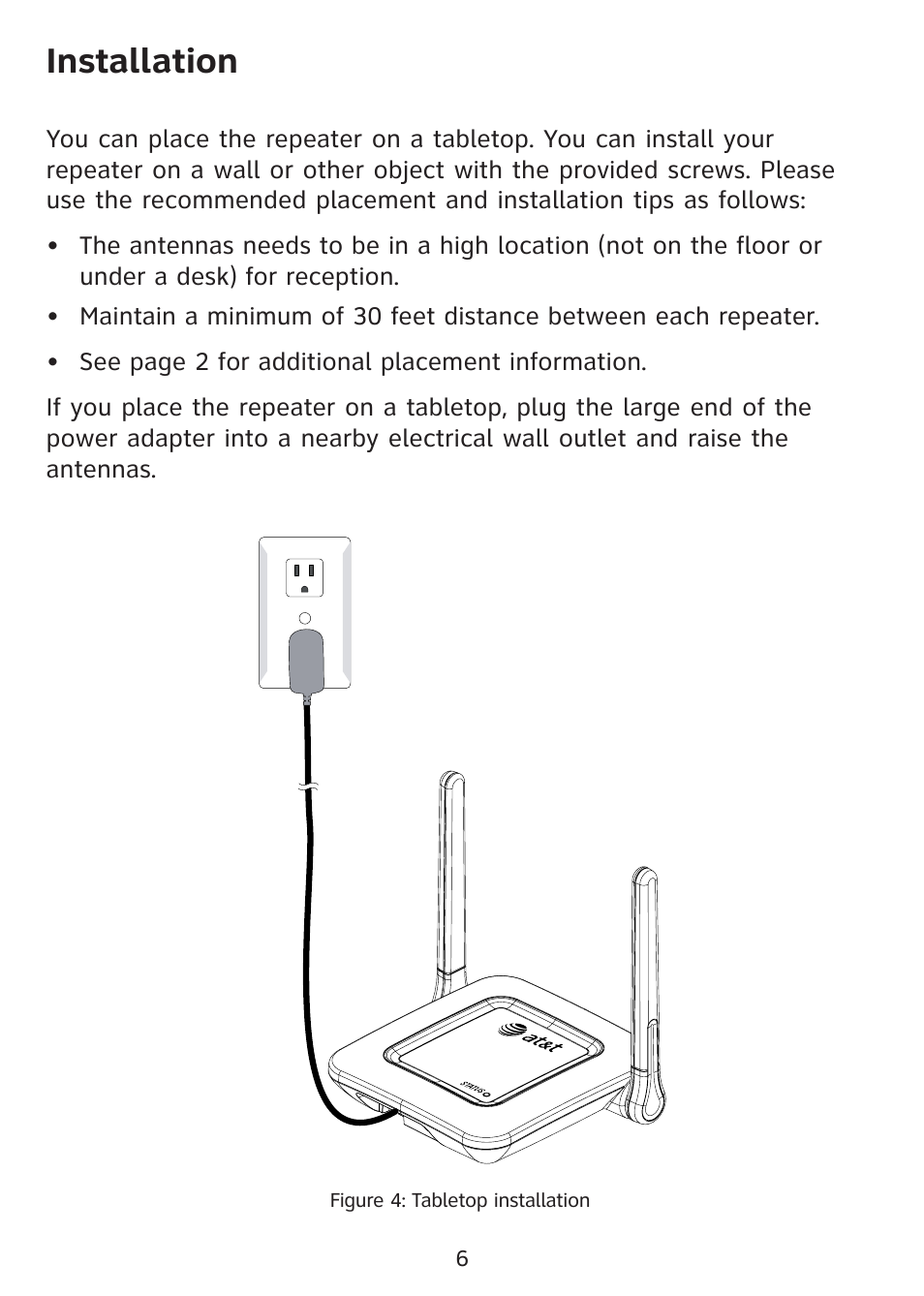 Installation | AT&T DECT 6.0 SB67128 User Manual | Page 7 / 12