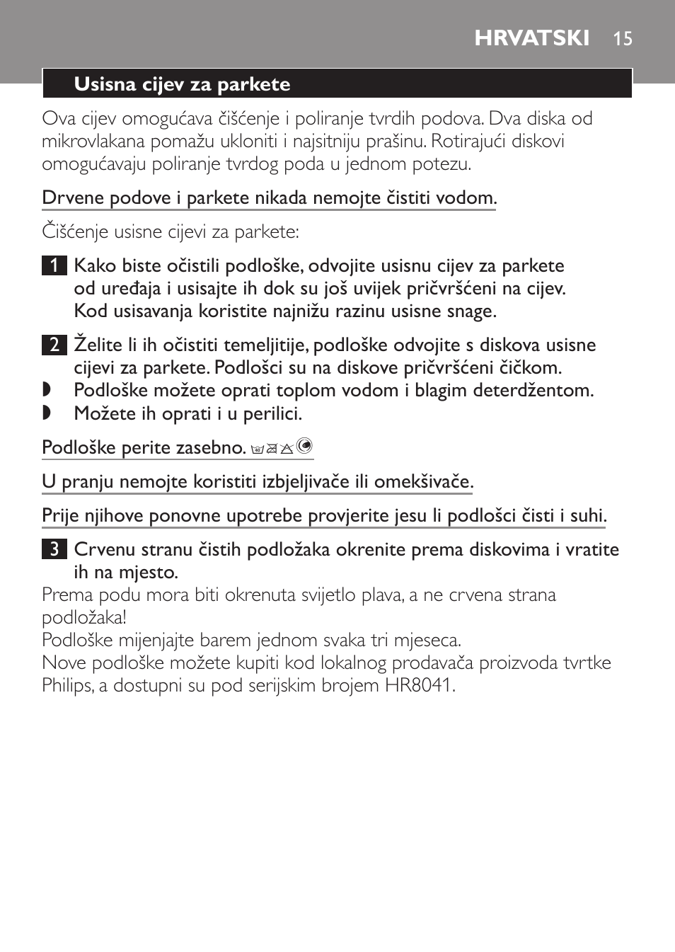 Hrvatski | Philips Brosse d'aspirateur User Manual | Page 15 / 40