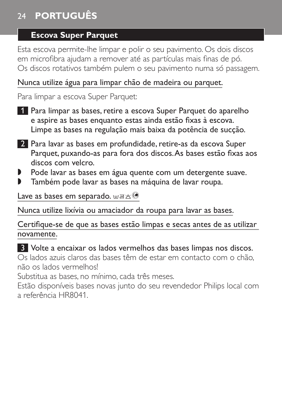 Português | Philips Brosse d'aspirateur User Manual | Page 24 / 40