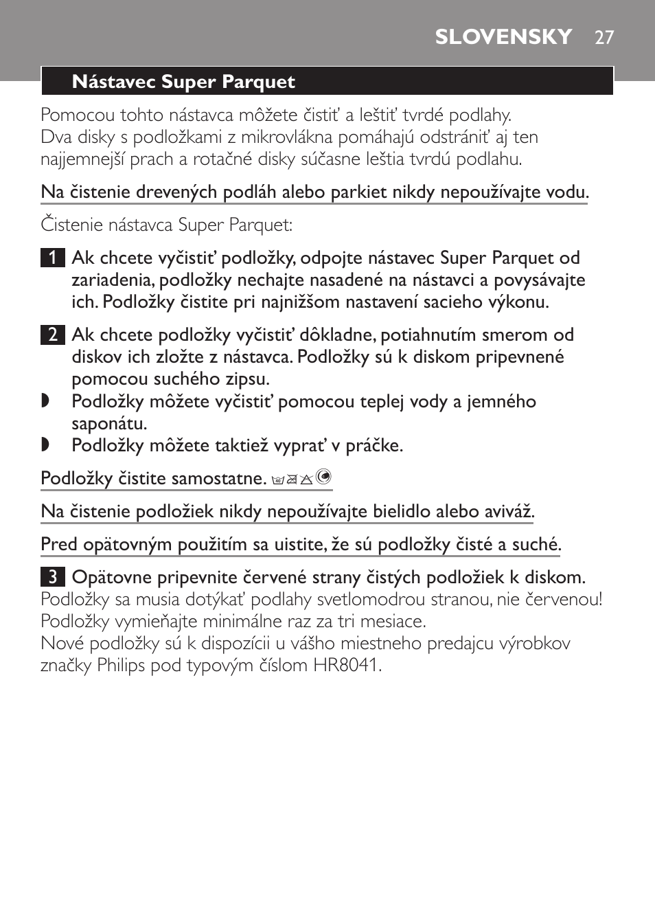 Slovensky | Philips Brosse d'aspirateur User Manual | Page 27 / 40