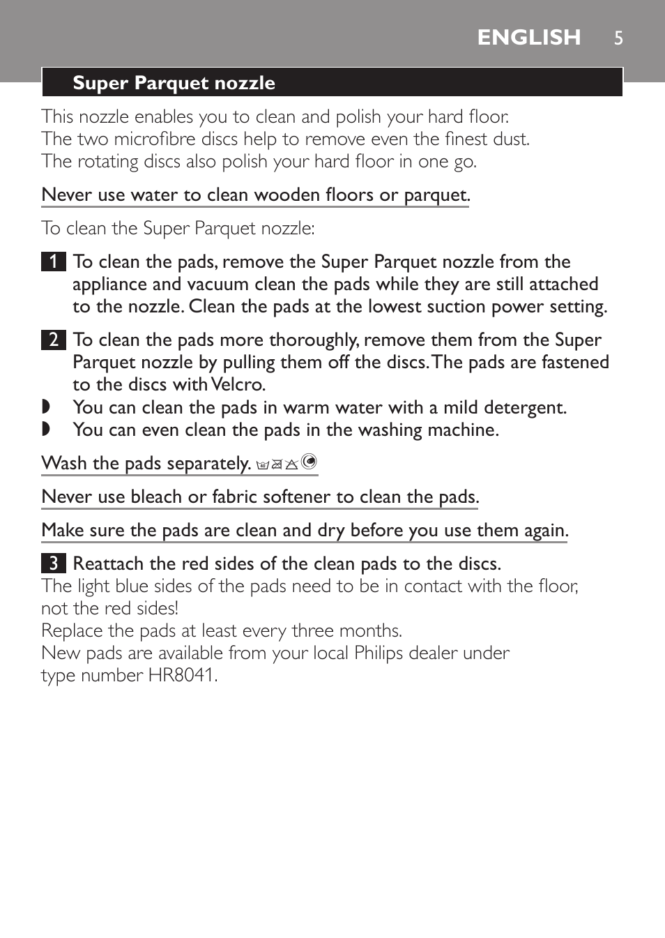 English | Philips Brosse d'aspirateur User Manual | Page 5 / 40