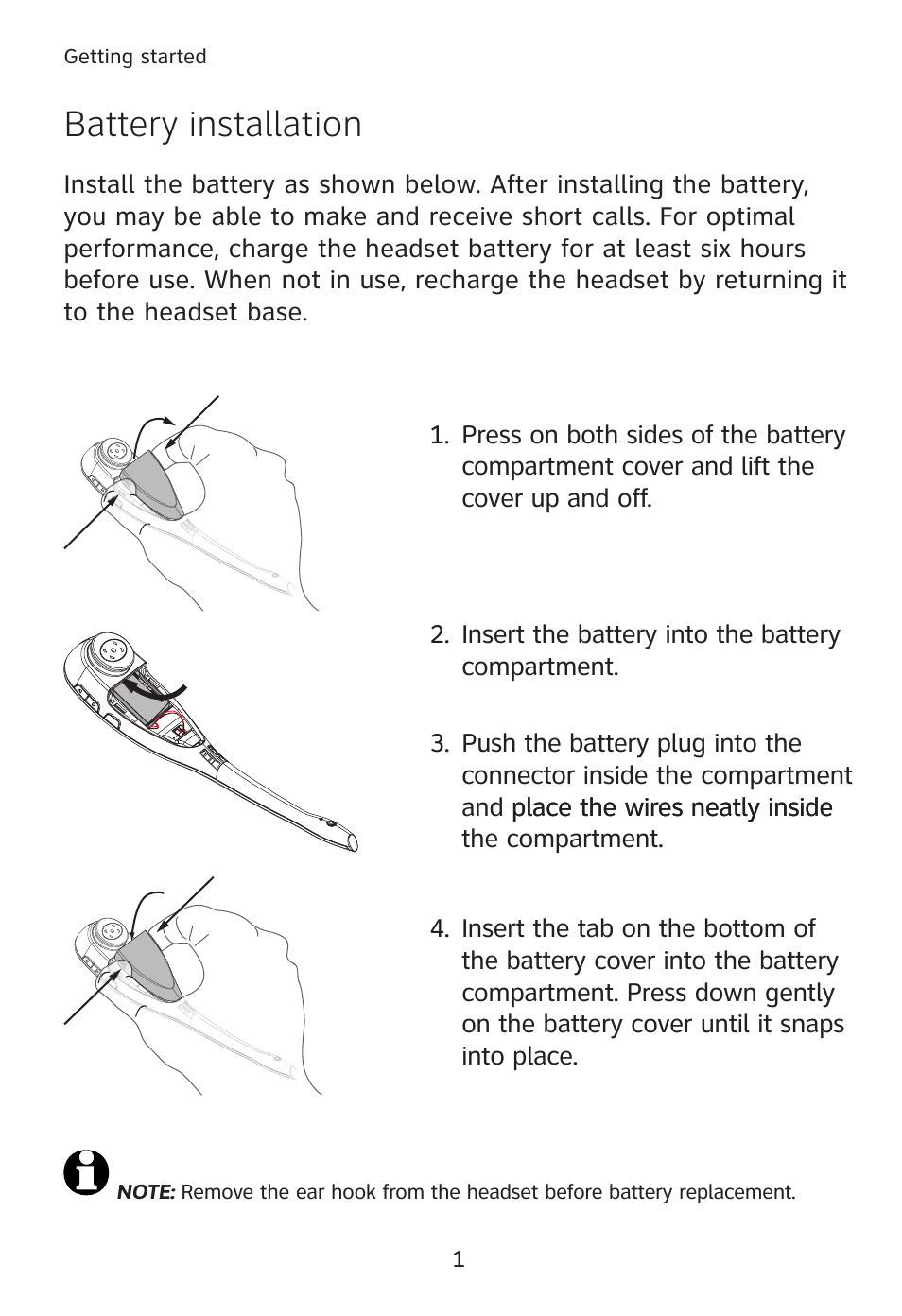 Battery installation | AT&T TL760 User Manual | Page 2 / 14