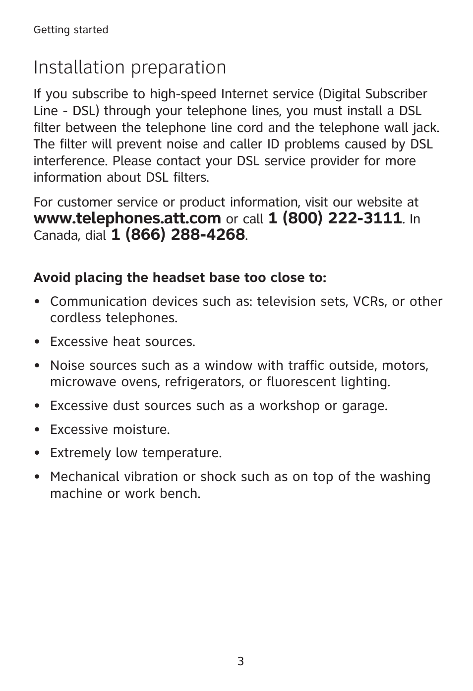 Installation preparation | AT&T TL760 User Manual | Page 4 / 14