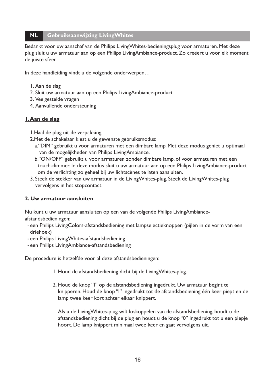 Philips LivingWhites Fiche électrique française User Manual | Page 16 / 121