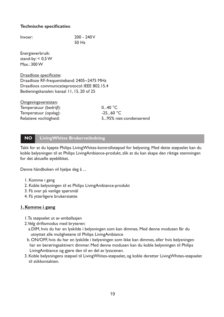 Philips LivingWhites Fiche électrique française User Manual | Page 19 / 121