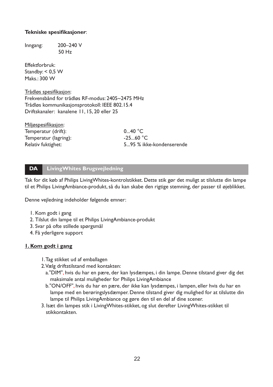 Philips LivingWhites Fiche électrique française User Manual | Page 22 / 121