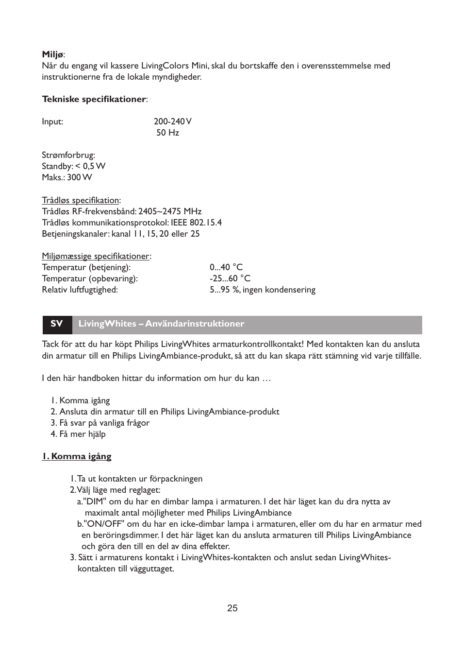 Philips LivingWhites Fiche électrique française User Manual | Page 25 / 121