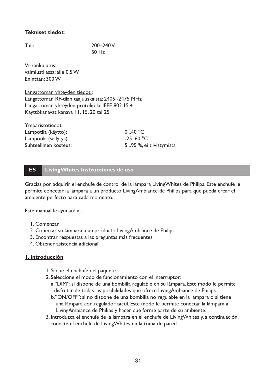 Philips LivingWhites Fiche électrique française User Manual | Page 31 / 121