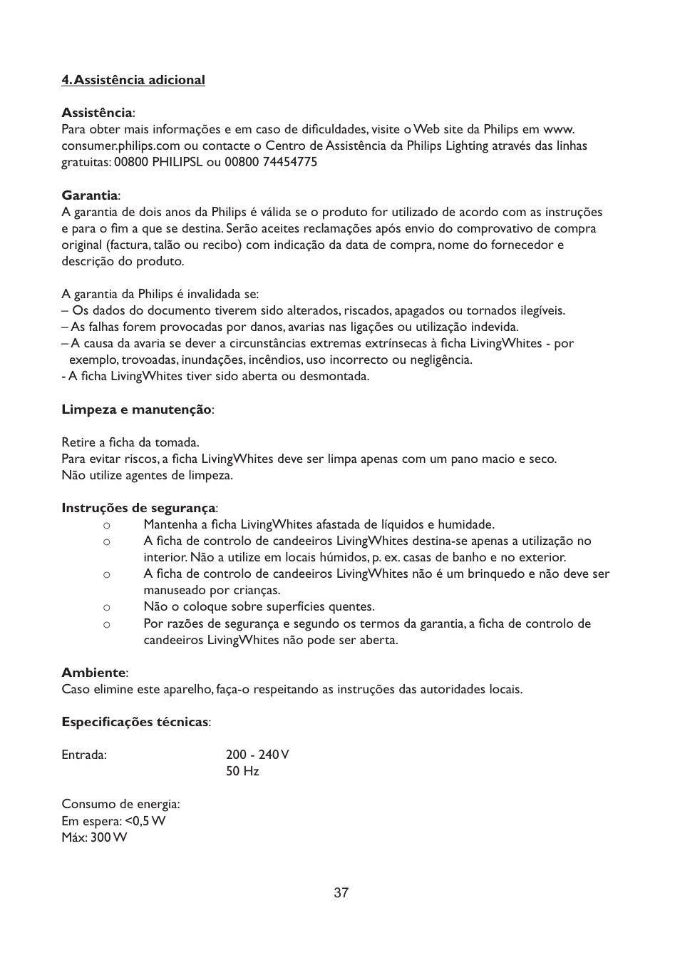 Philips LivingWhites Fiche électrique française User Manual | Page 37 / 121