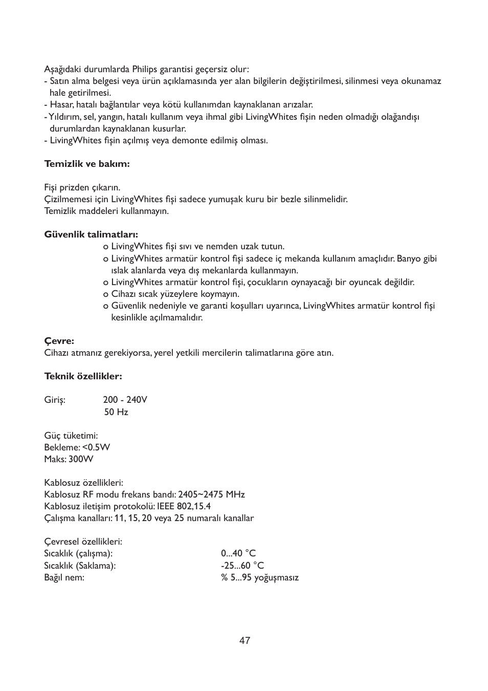 Philips LivingWhites Fiche électrique française User Manual | Page 47 / 121