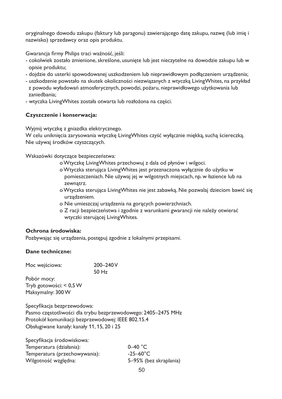 Philips LivingWhites Fiche électrique française User Manual | Page 50 / 121