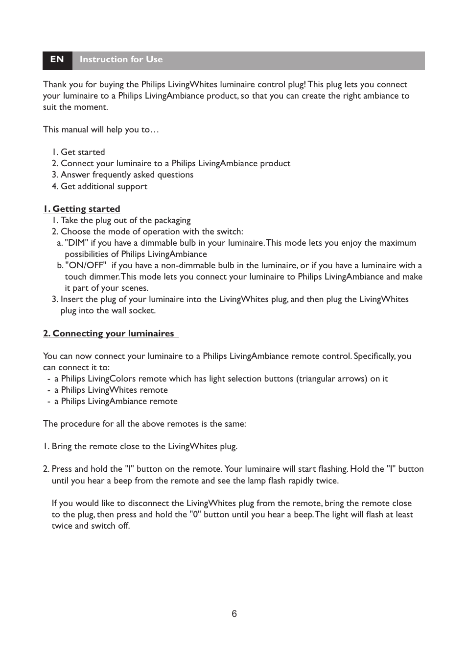 Philips LivingWhites Fiche électrique française User Manual | Page 6 / 121