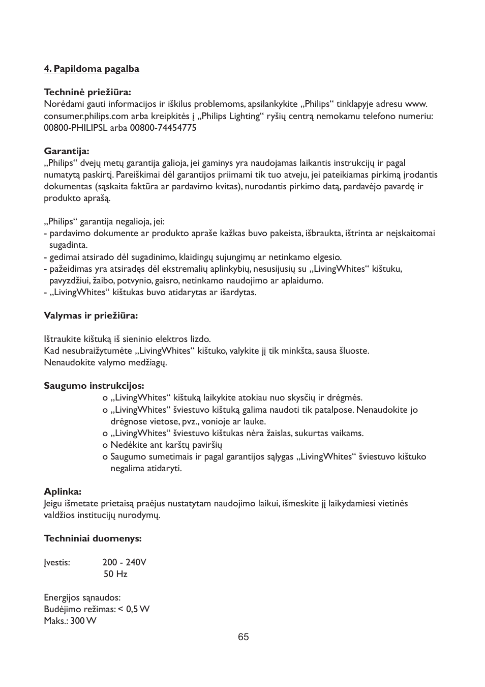 Philips LivingWhites Fiche électrique française User Manual | Page 65 / 121