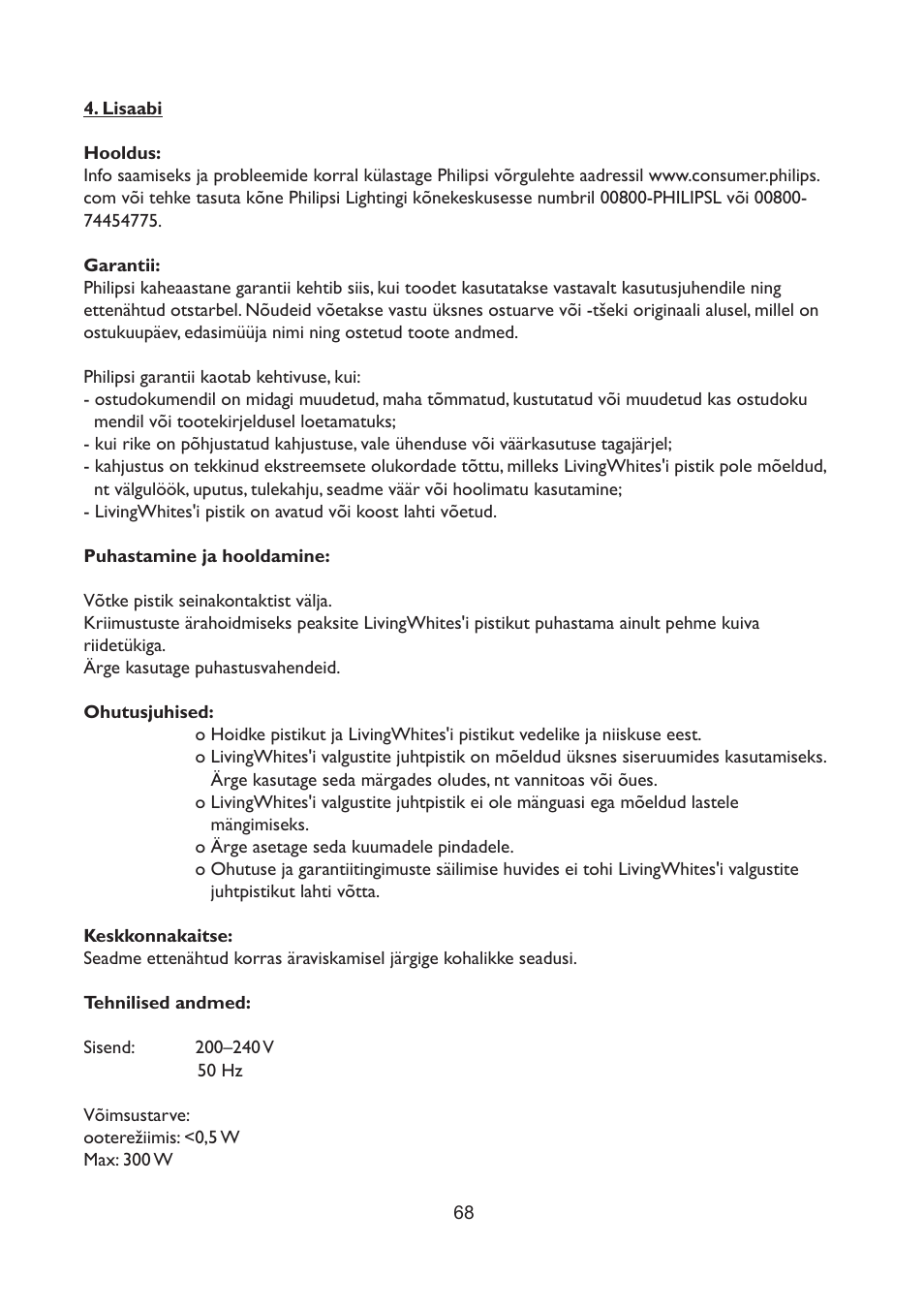 Philips LivingWhites Fiche électrique française User Manual | Page 68 / 121