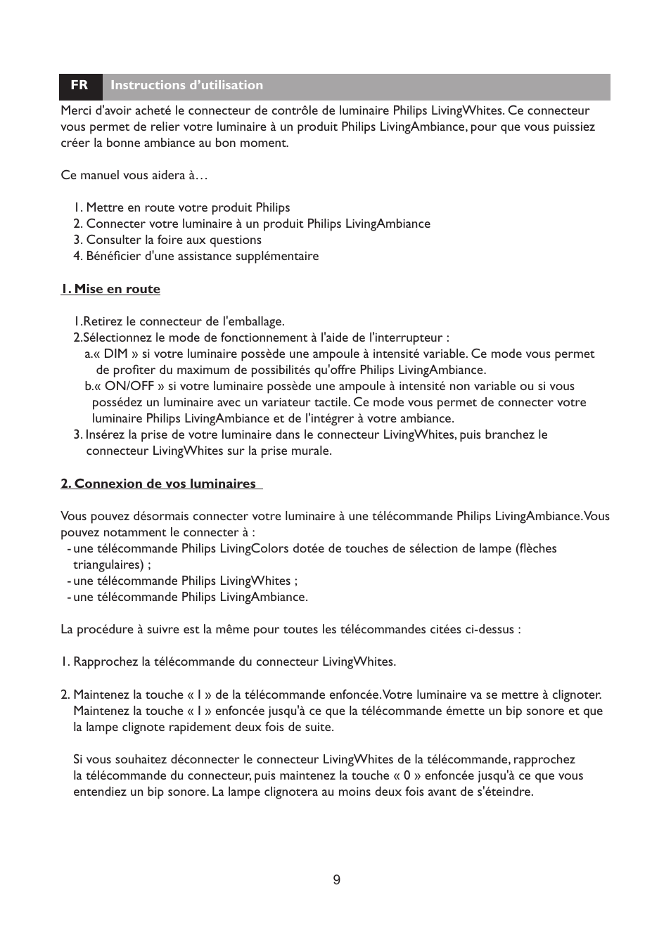 Philips LivingWhites Fiche électrique française User Manual | Page 9 / 121