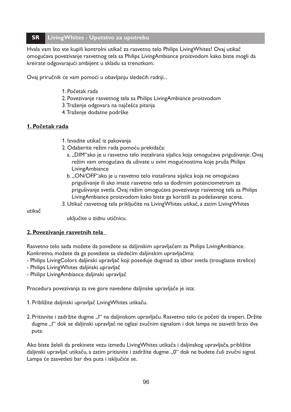 Philips LivingWhites Fiche électrique française User Manual | Page 96 / 121