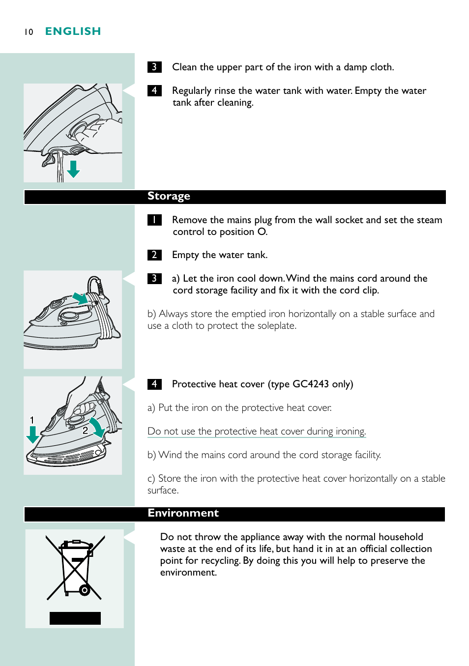 Philips Fer vapeur User Manual | Page 10 / 48