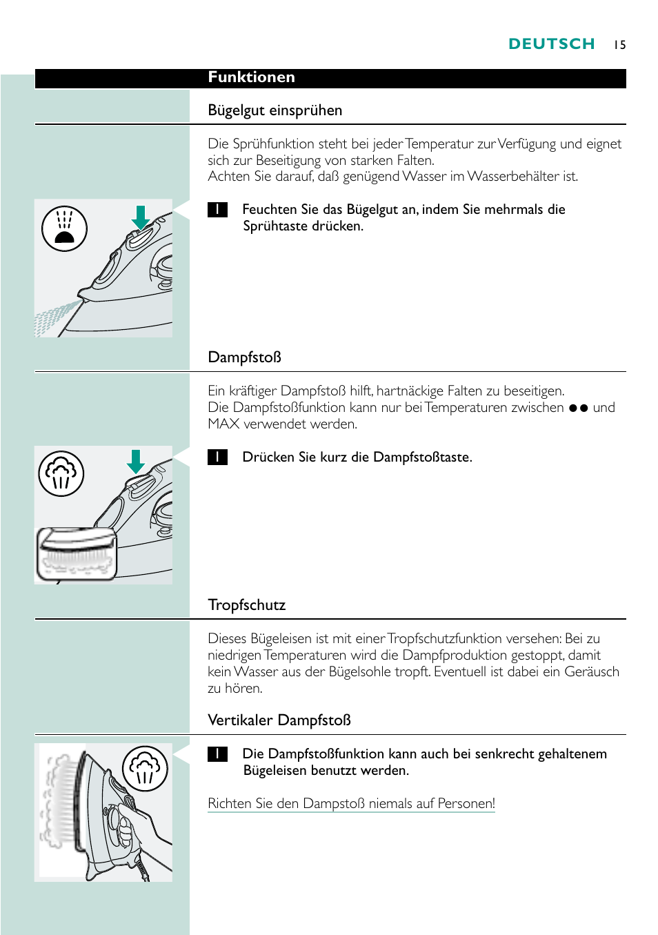 Philips Fer vapeur User Manual | Page 15 / 48