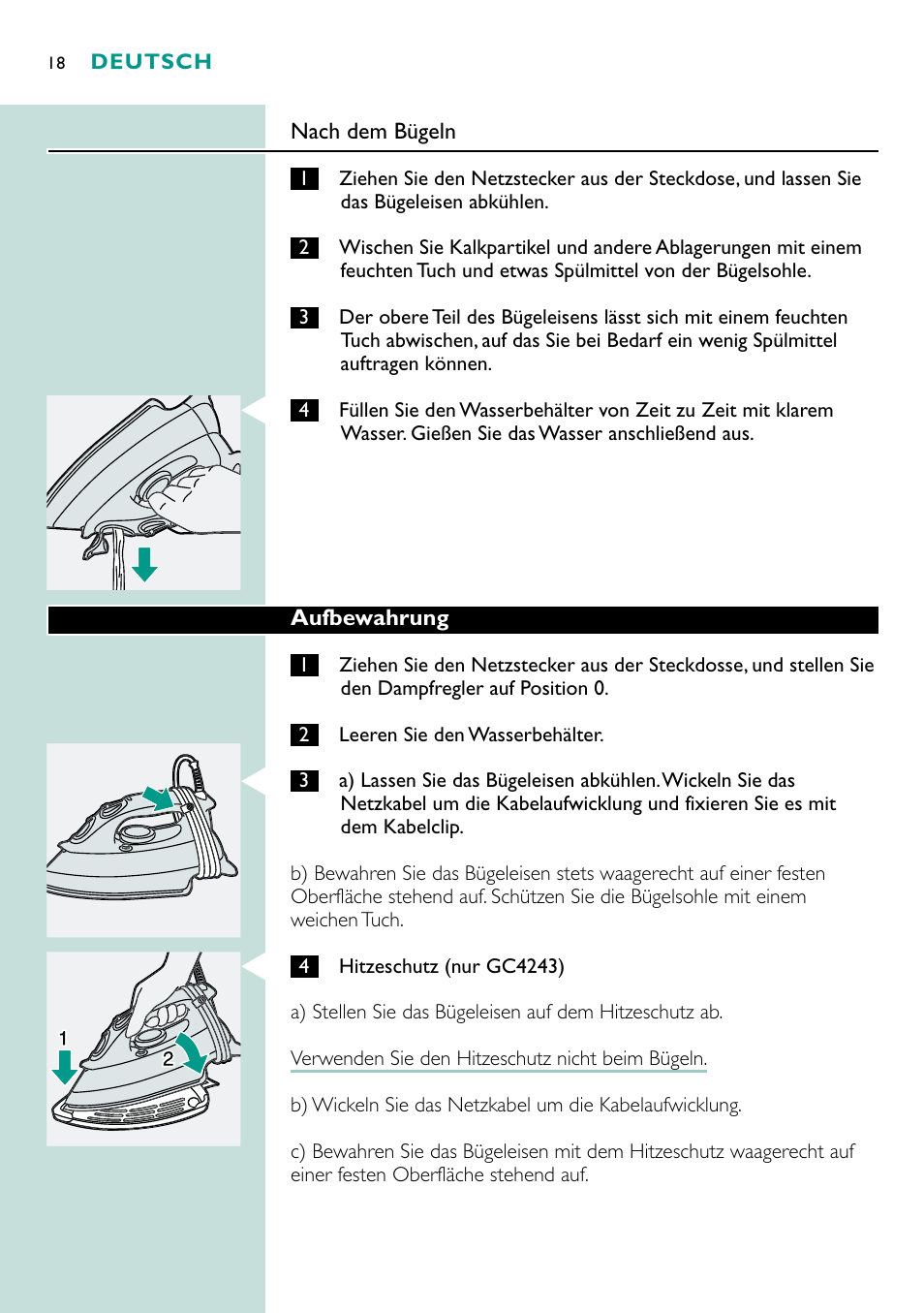 Philips Fer vapeur User Manual | Page 18 / 48