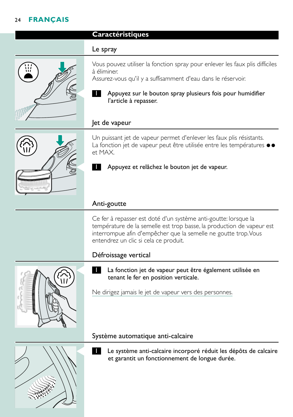 Philips Fer vapeur User Manual | Page 24 / 48