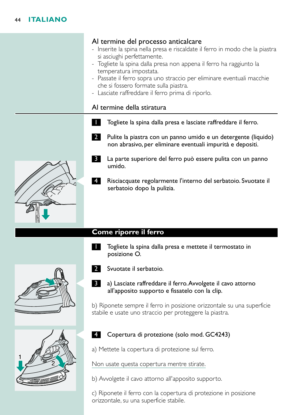 Philips Fer vapeur User Manual | Page 44 / 48