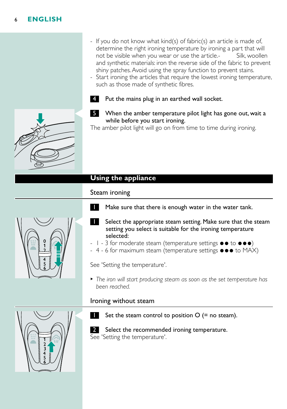 Philips Fer vapeur User Manual | Page 6 / 48