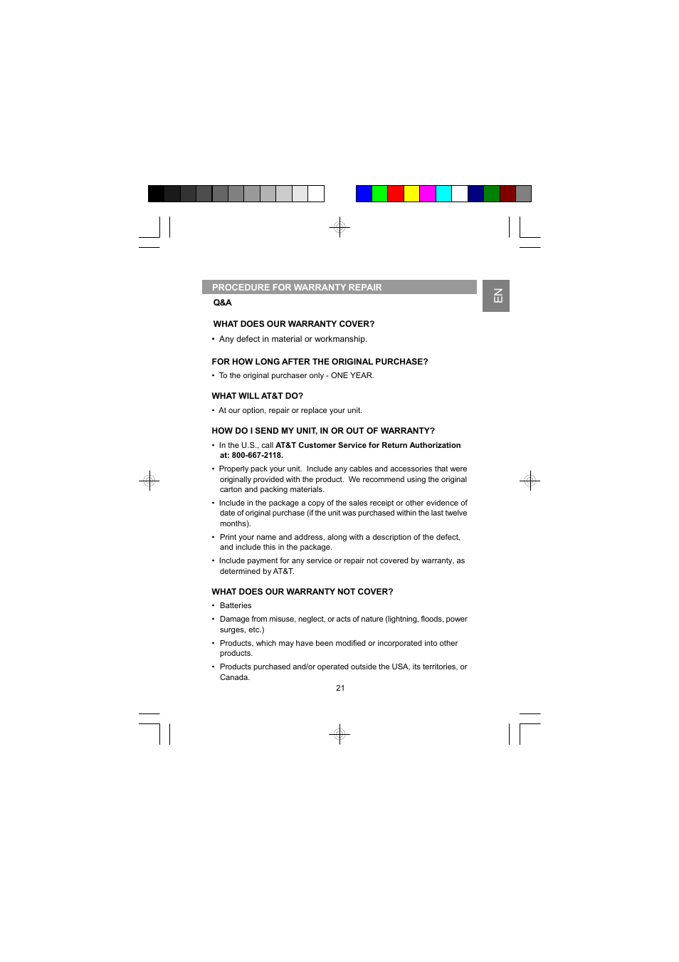 AT&T ID-282H User Manual | Page 22 / 23