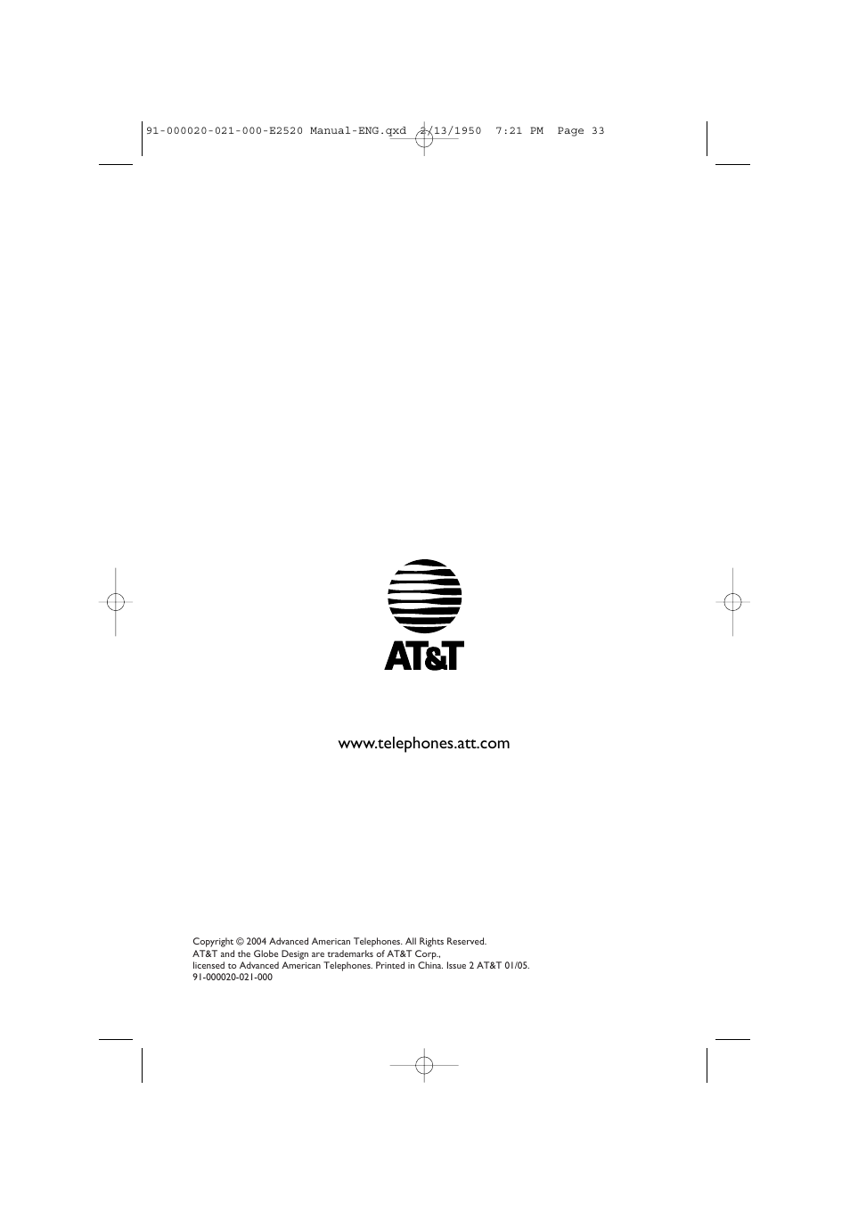 AT&T E2520 User Manual | Page 35 / 35