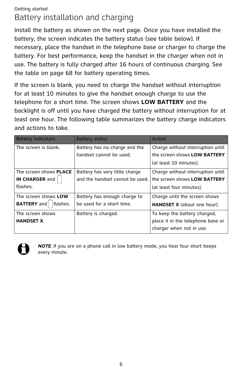 Battery installation and charging | AT&T CL82359 User Manual | Page 11 / 77
