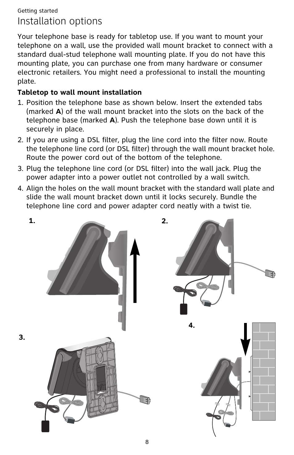Installation options | AT&T CL82359 User Manual | Page 13 / 77