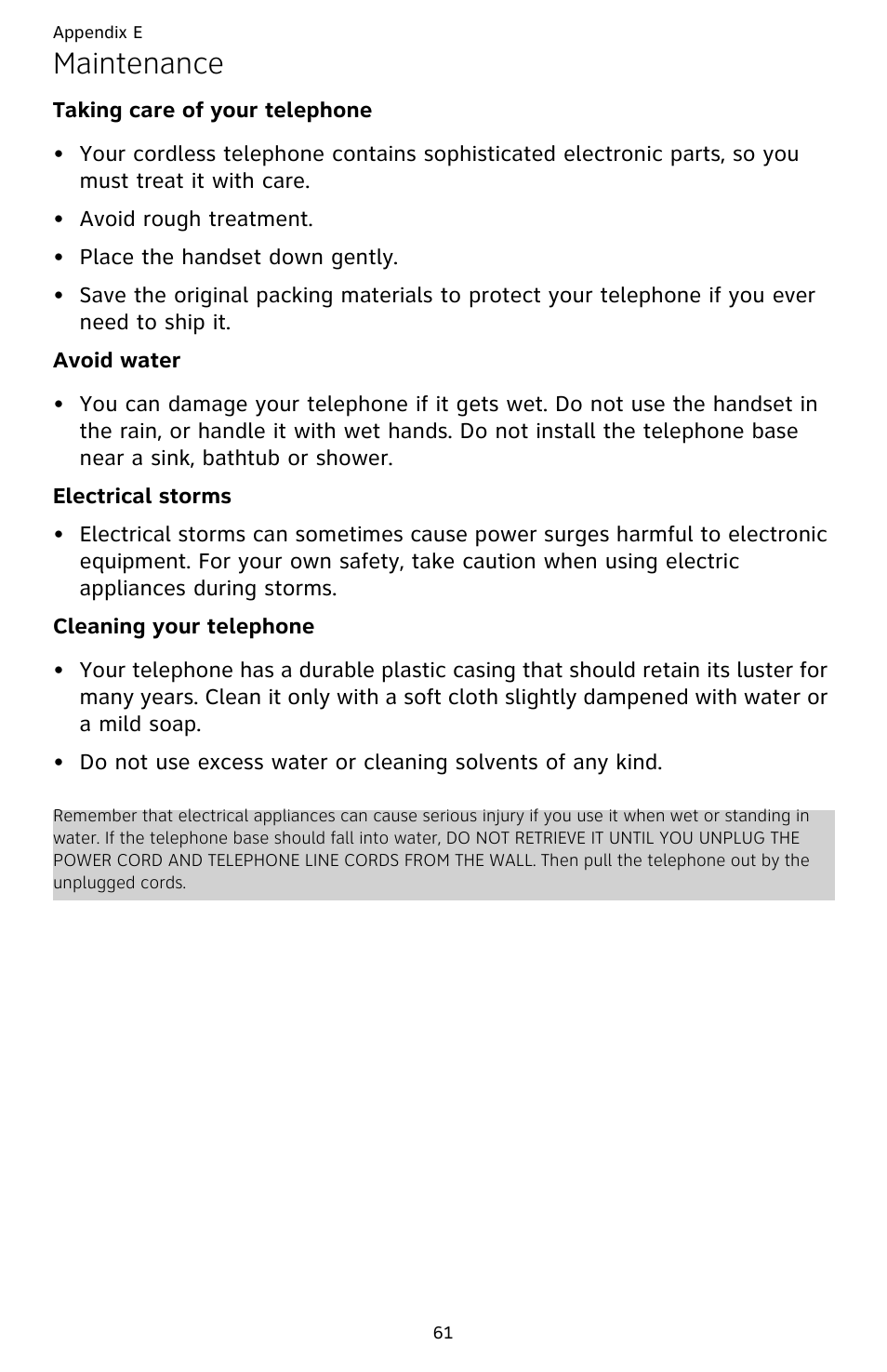 Maintenance | AT&T CL82359 User Manual | Page 66 / 77