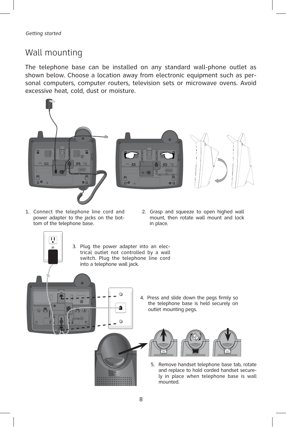 Wall mounting | AT&T E1828B User Manual | Page 11 / 71