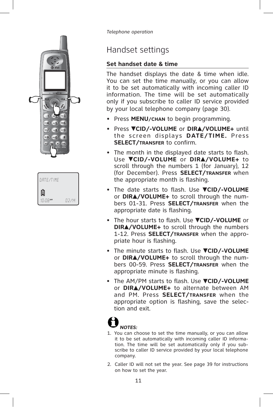 Handset settings | AT&T E1828B User Manual | Page 14 / 71