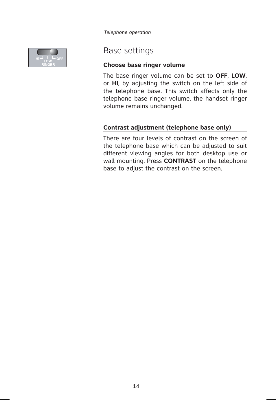 Base settings | AT&T E1828B User Manual | Page 17 / 71