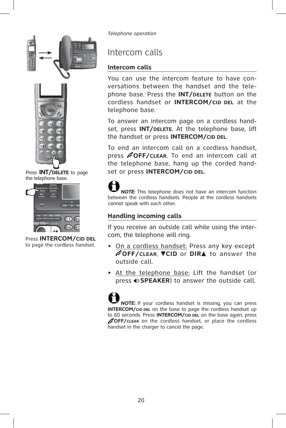 Intercom calls | AT&T E1828B User Manual | Page 23 / 71