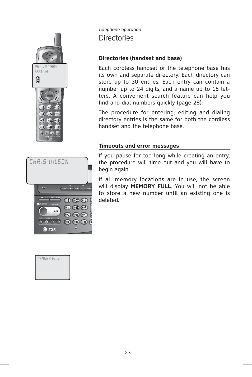 Directories | AT&T E1828B User Manual | Page 26 / 71