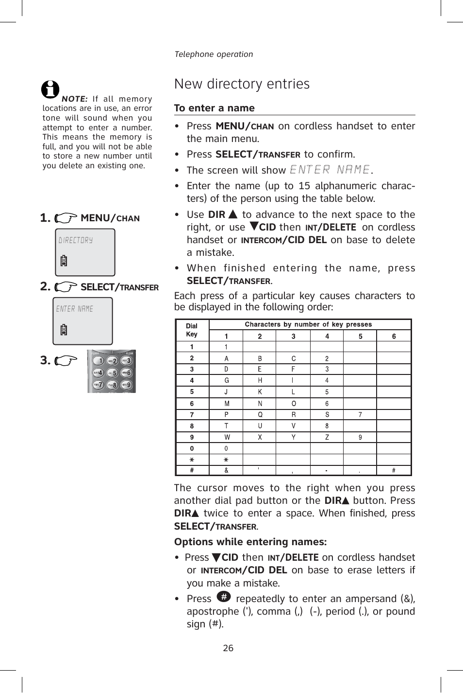 New directory entries | AT&T E1828B User Manual | Page 29 / 71