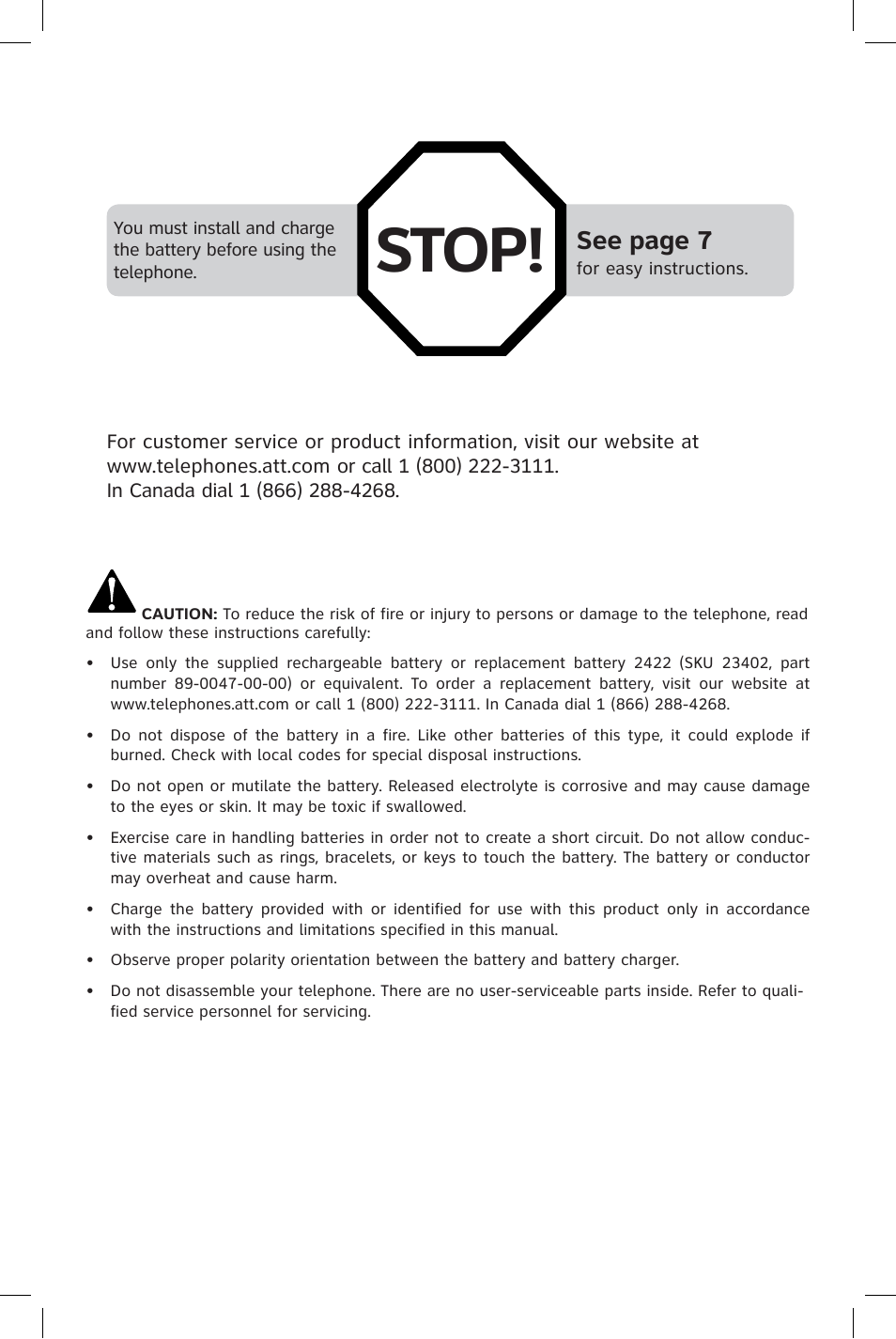 Stop, See page 7 | AT&T E1828B User Manual | Page 3 / 71