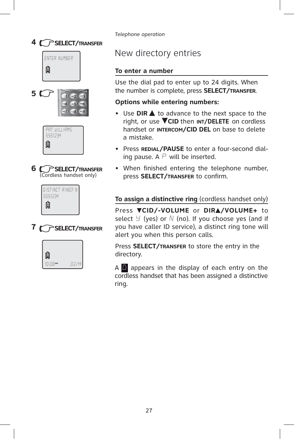 New directory entries | AT&T E1828B User Manual | Page 30 / 71