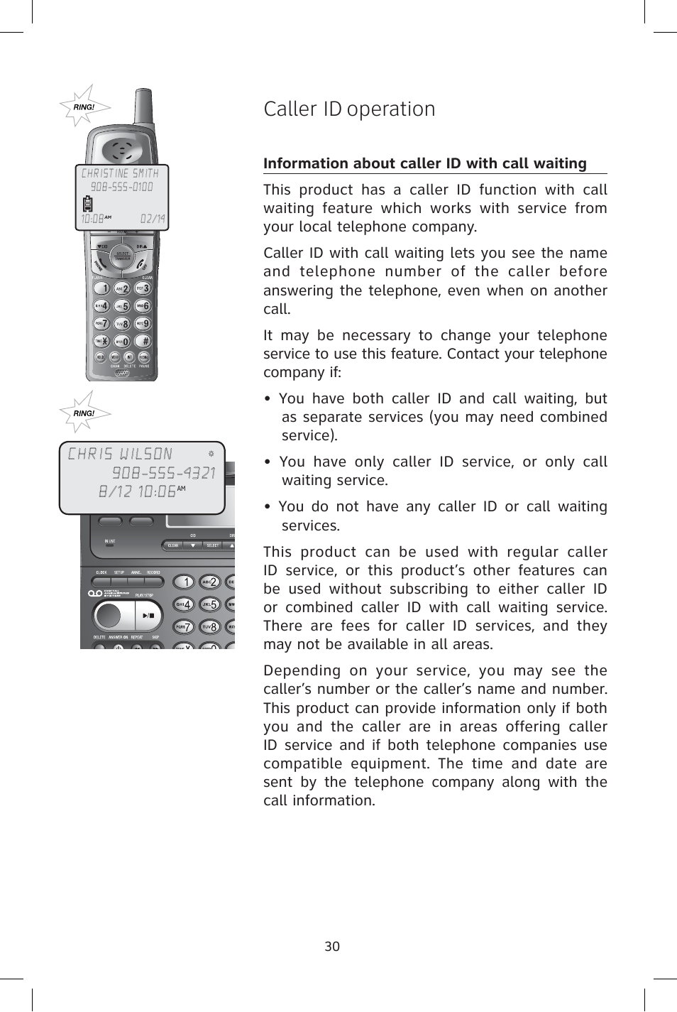 Caller id operation | AT&T E1828B User Manual | Page 33 / 71