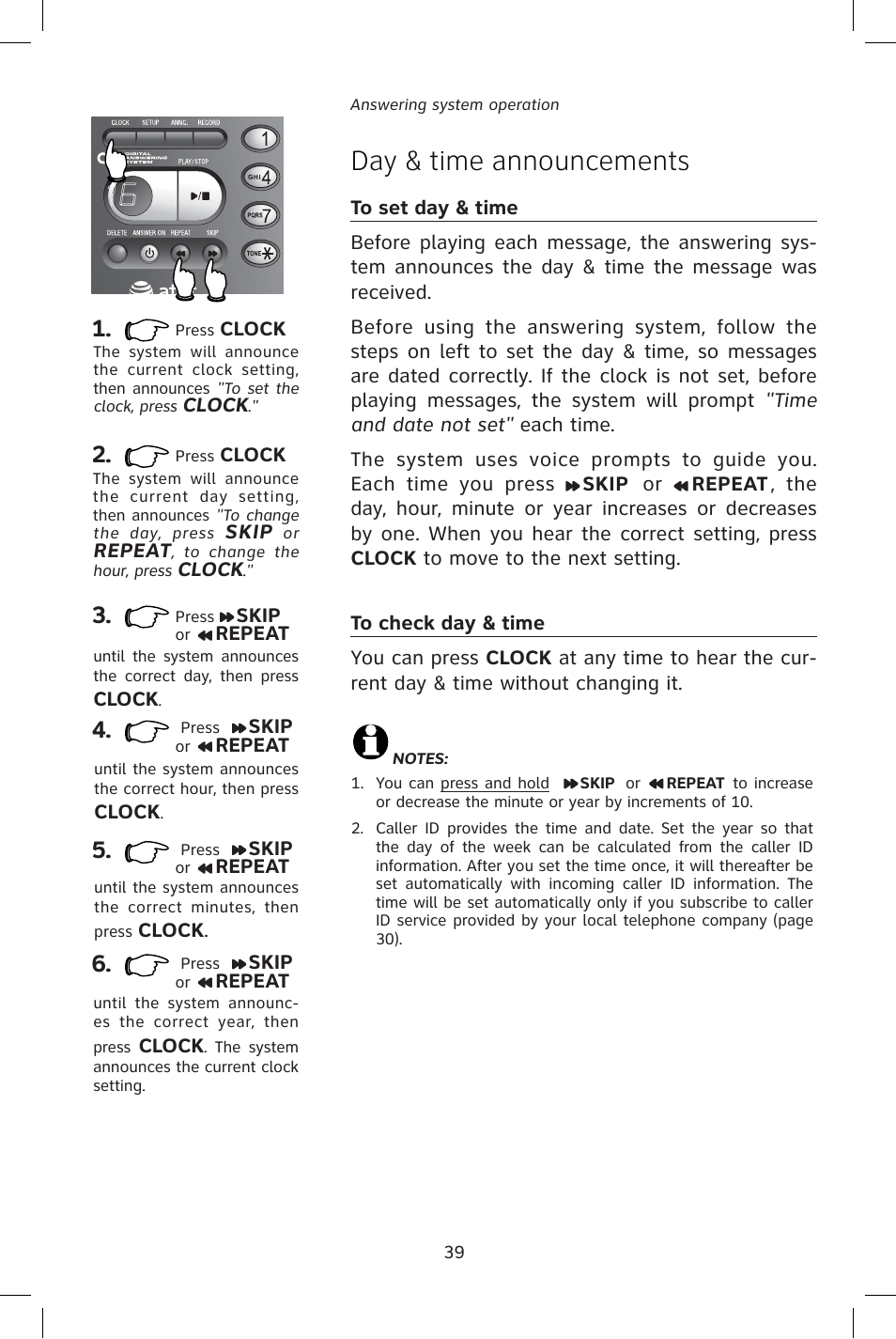 Day & time announcements | AT&T E1828B User Manual | Page 42 / 71