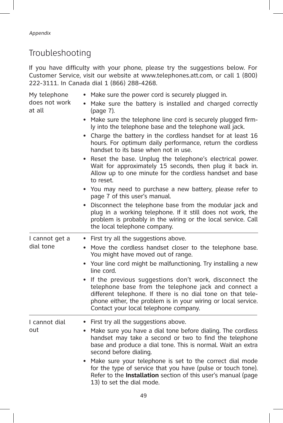 Troubleshooting | AT&T E1828B User Manual | Page 52 / 71