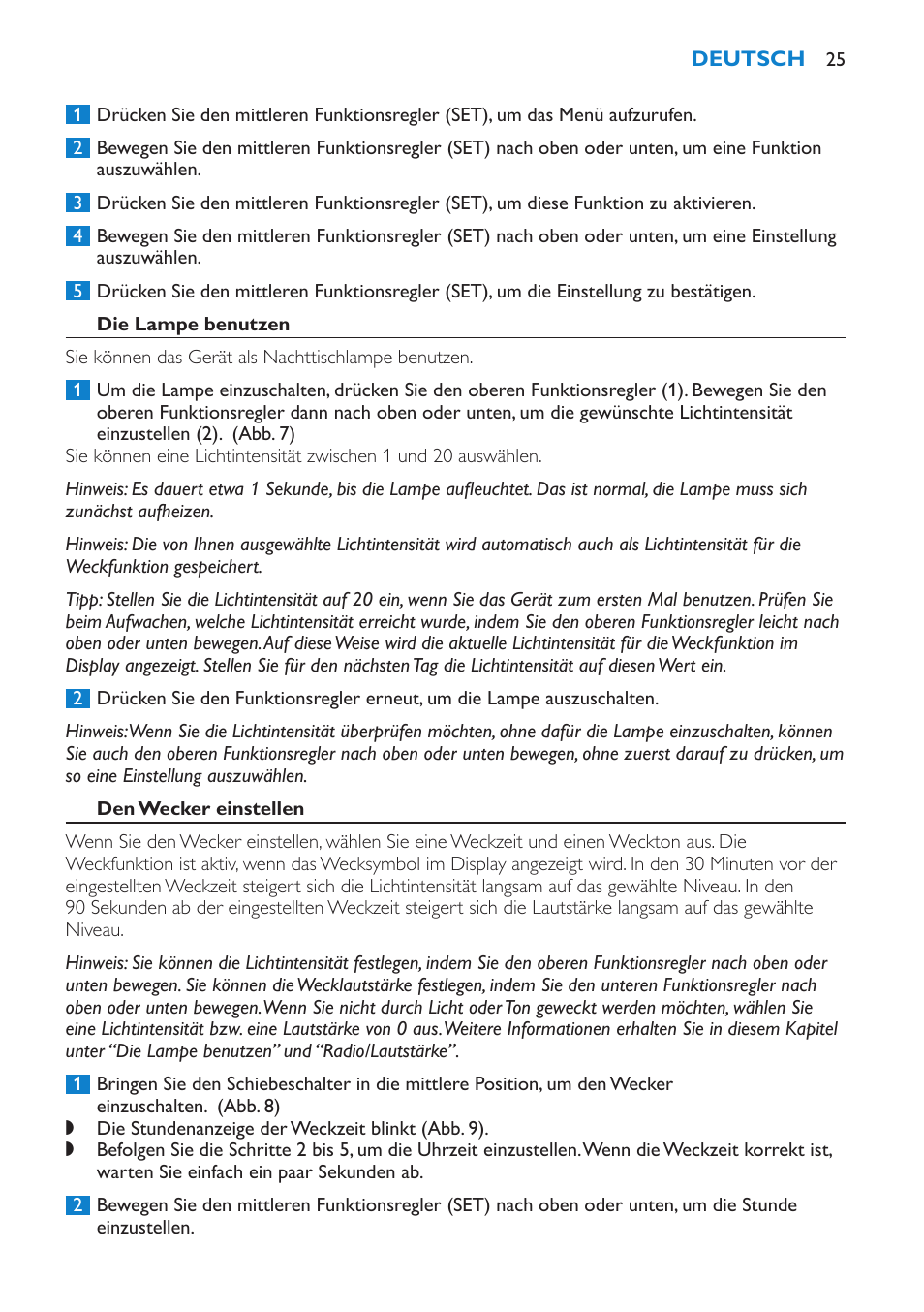 Die lampe benutzen, Den wecker einstellen | Philips Éveil Lumière User Manual | Page 25 / 108