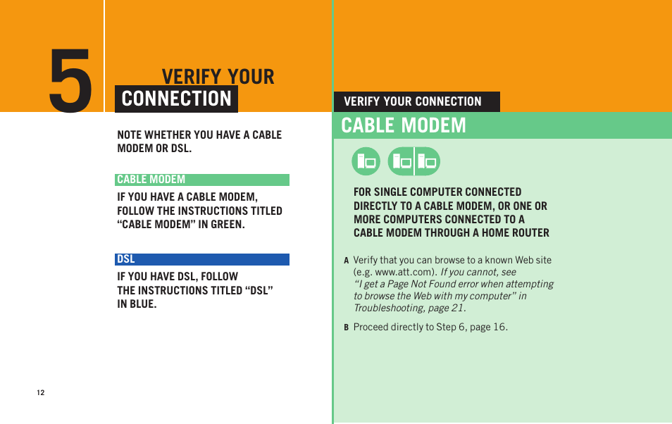 Verify your connection, Cable modem | AT&T Telephone Adapter User Manual | Page 14 / 32
