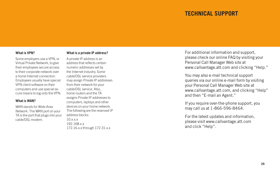 Technical support | AT&T Telephone Adapter User Manual | Page 31 / 32