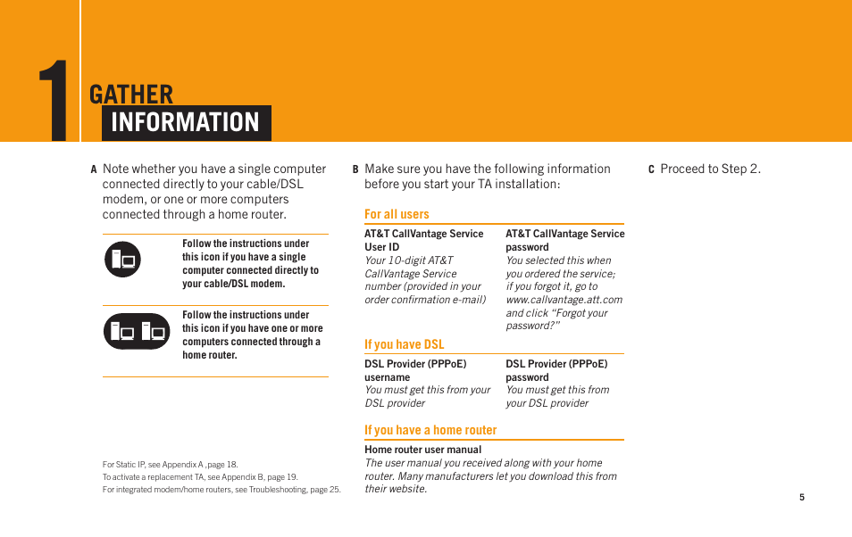 Gather information | AT&T Telephone Adapter User Manual | Page 7 / 32