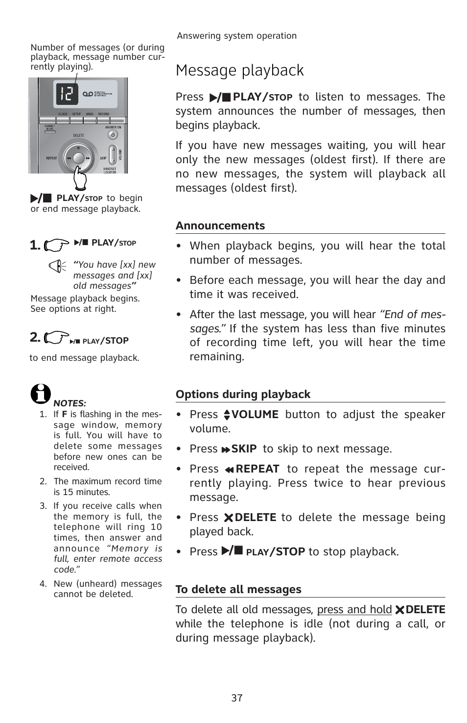 Message playback | AT&T E5813B User Manual | Page 40 / 65